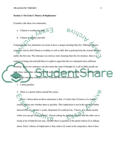 Pragmatic Theory: Grices Theory of Implicature Assignment Example ...