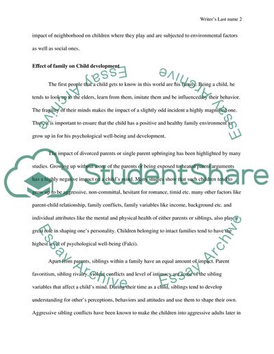 The Effect of Environmental Conditions on Child Development