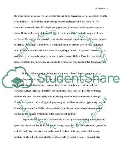 SINGLE TEENAGE MOTHER WITH NEWBORN