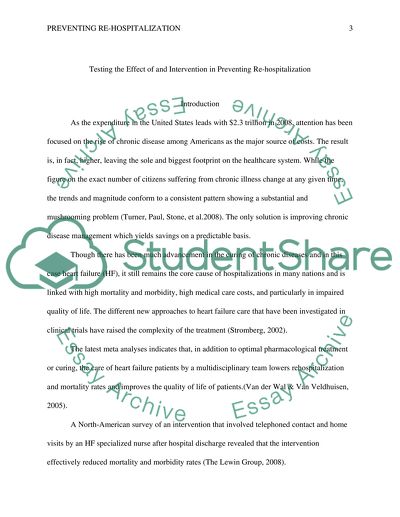 Testing the Effect of and Intervention in Preventing Re-hospitalization