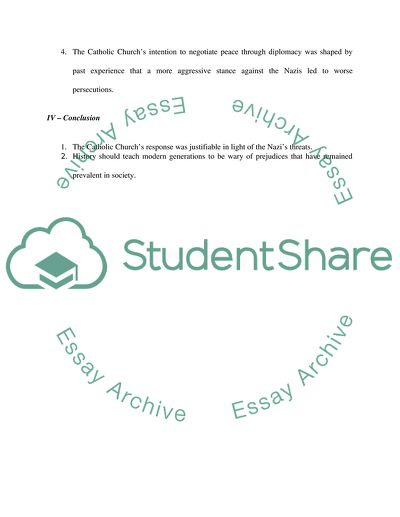 Recount the Catholic Churchs Responses to Nazi Anti-Semitism