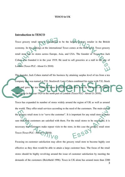 Marketing Systems and Structures, Tesco in the United Kingdom