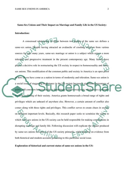 Same-Sex Unions and Their Impact on Marriage and Family Life in the US Society