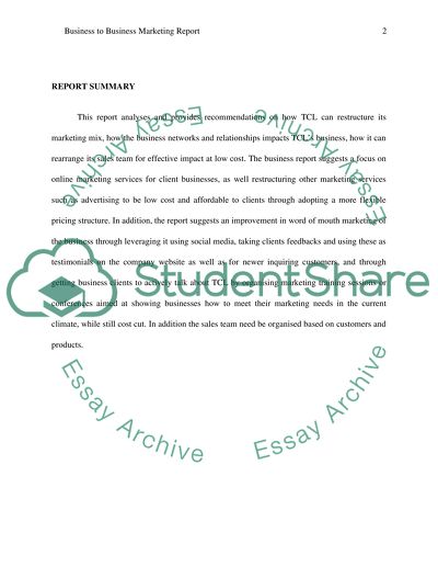 Improving Business to Business Marketing in TCL Business