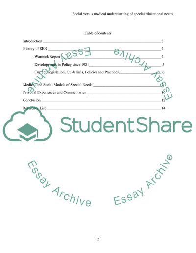 Social versus Medical Understanding of Special Educational Needs