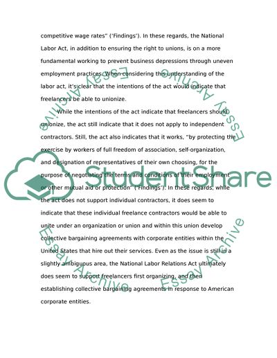 National Labor Relations Act: Can Freelancers Act as a Union