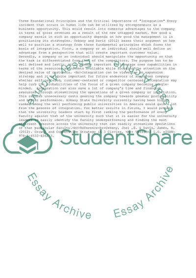 Three foundational principles and the critical importance of integration