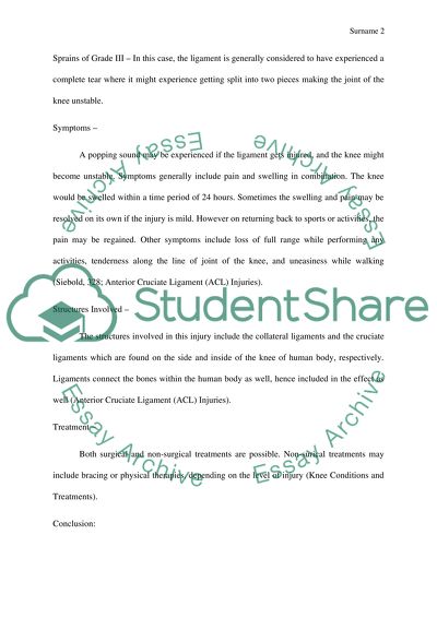 Cruciate ligament Essays