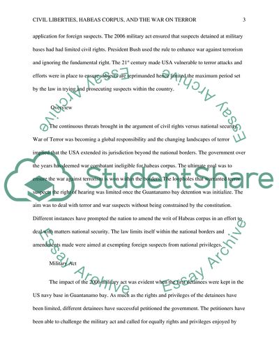 Civil Liberties, Habeas Corpus, and the War on Terror