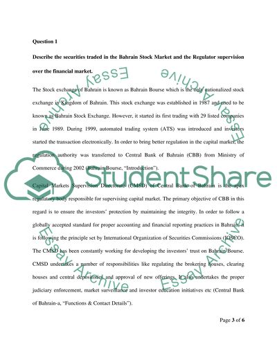 Desribe bahrain stock market