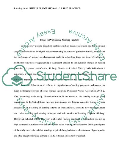 ISSUES IN PROFESSIONAL NURSING PRACTICE