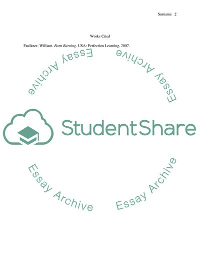 William Faulkners Burned Barn paper. Relationship between father and son