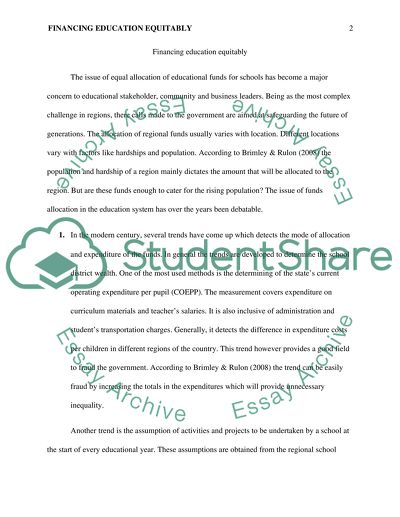 Financing Education Equitably & Sources of Revenue