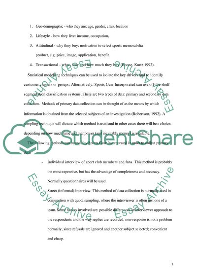 Direct Marketing in Sports Gear Incorporated