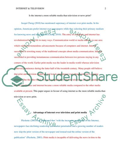 Is the internet a more reliable media than tv or news print /argue for
