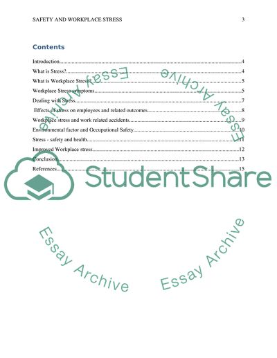 Safety and Workplace Stress