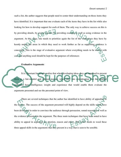 Developing an Argument in Writings