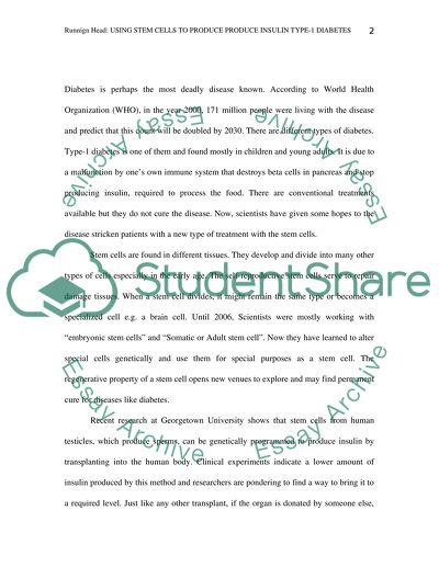 Stem Cell Research- Using stem cells from Testes to produce Insulin for Type 1 Diabetics