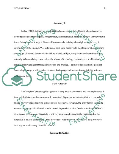 Comparison of Articles about the Effects of Digital Technology