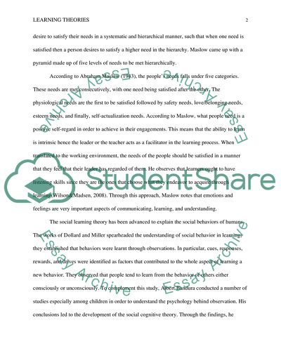 Models Comparison of Learning Theories