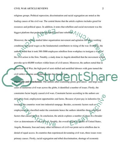 Greed and Grievance in Civil War