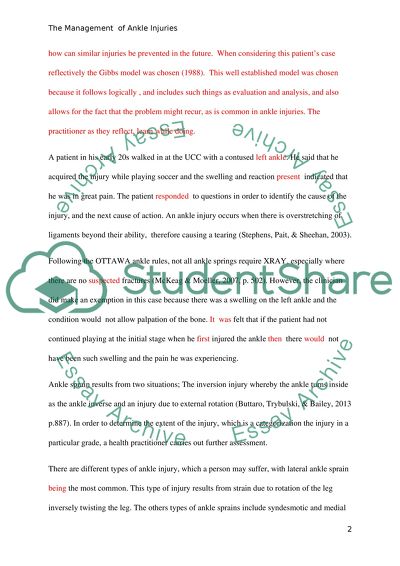 A Reflective Analysis on the Assessment and Management for an Ankle Injury