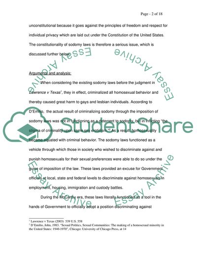 Criminalization of Sodomy Laws is Unconstitutional