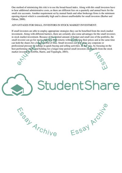 Small Investors and Stock Market Investment