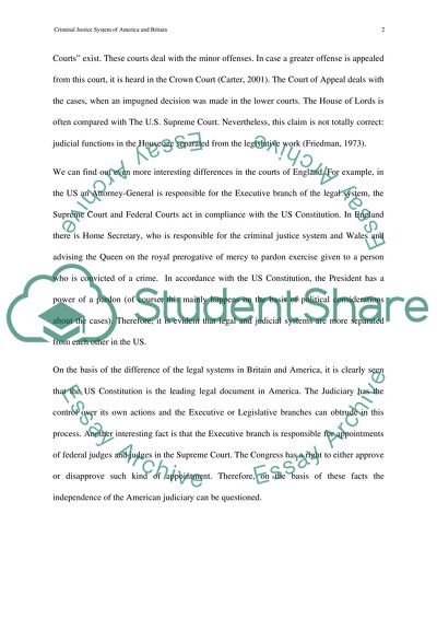 Criminal Justice System of America and Britain