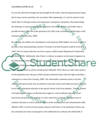 Child health issue and its effect on the child and family (Autism)