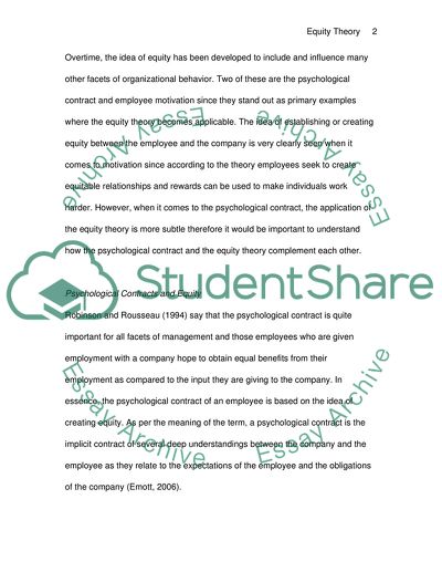 Psychological Contracts and Equity