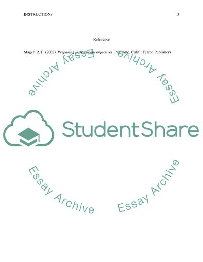 Instructional objectives