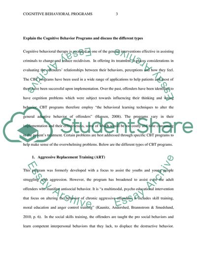 Cognitive Behavioral Programs