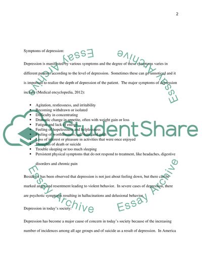Health Sciences and Medicine: Depression