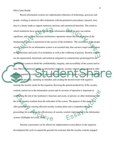 NSA Cyber Security Profile