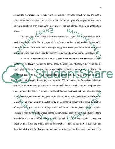 The Influence of Legislation on Inequality and Discrimination in Employment