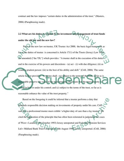 A Trustees Perspective on Investment