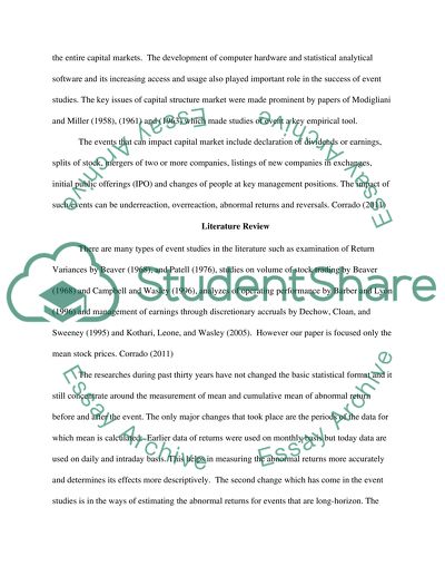 The Measurement of Abnormal Returns
