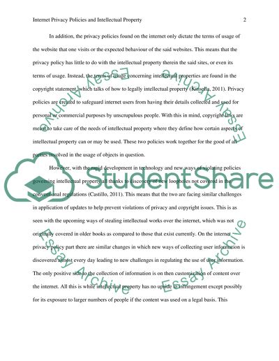 Is try and relate the problem of Internet privacy with the problem of intellectual property