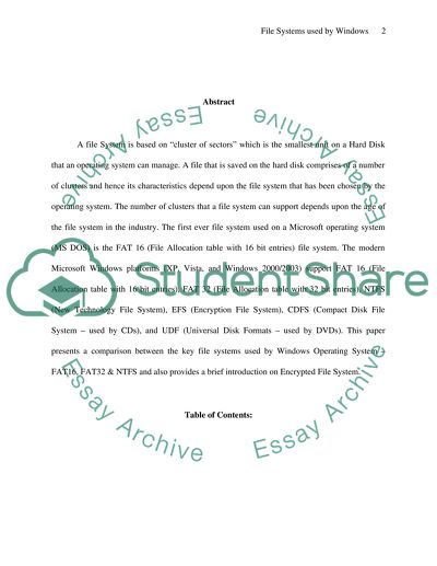 Comparing and Contrasting File Systems used by Windows