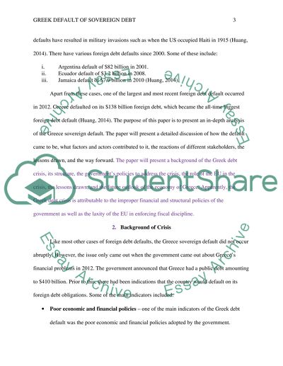 Greek Default of Sovereign Debt