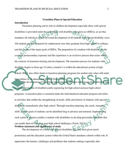 Transition Plans in Special Education