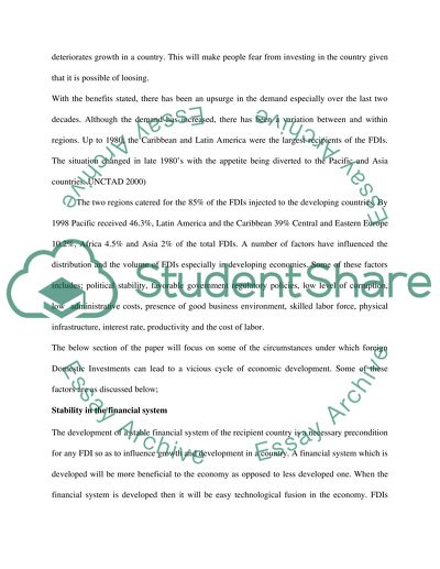 Circumstances under Which FDI Create a Condition for a Virtuous Cycle of Economic Development