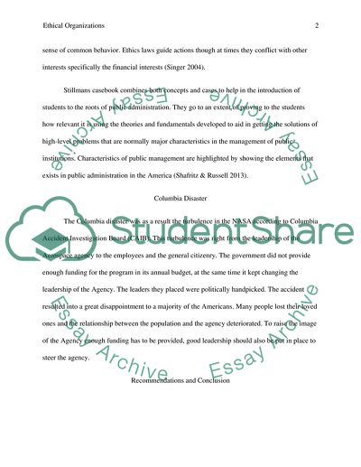 Ethical Aspects of Case Stillman and Media Presentation for the Columbia Disaster