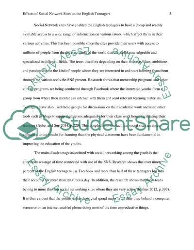 What are the effects of social network sites on the English teenagers