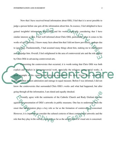 Interpretation and Judgement: Controversial Art