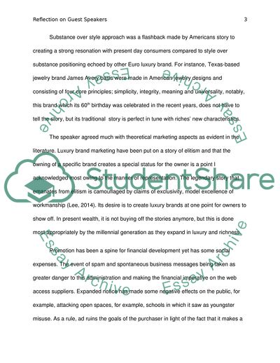 Reflection on Guest Speakers