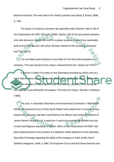 Organisation law case study