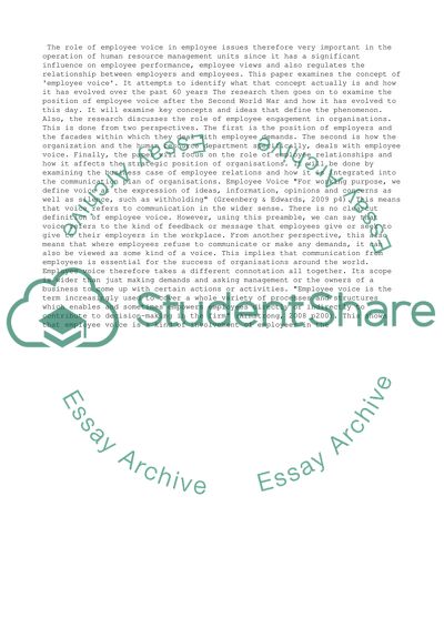 Employee Engagement and Employee Voice