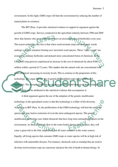 Genetically Modified Crops are harmful to the enviorment